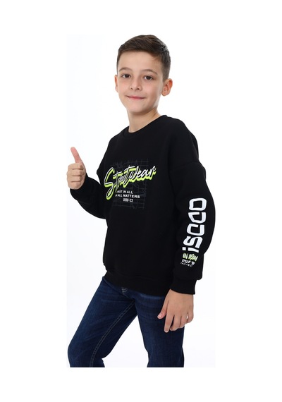 Toontoy Kids Toontoy Erkek Çocuk Oversize Bisiklet Yaka Düşük Omuz Baskılı Sweatshirt - 2 İplik Siyah Toontoy Kids Toontoy Erkek Çocuk Oversize Bisiklet Yaka Düşük Omuz Baskılı Sweatshirt - 2 İplik Siyah