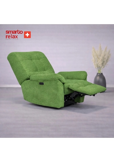 Smarto Relax Porto Comfort Elektrikli Döner Sallanan Tv Koltuğu Kontrol Panelli Ergonomik Polyester Baba Koltuğu Bej