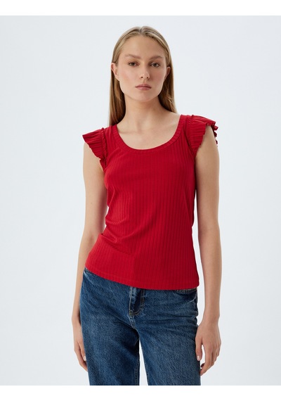 Koton Fırfırlı Karpuz Kol Tişört Yuvarlak Yaka Ribanalı Slim Fit Kırmızı 5wak10179ek Kırmızı Koton Fırfırlı Karpuz Kol Tişört Yuvarlak Yaka Ribanalı Slim Fit Kırmızı 5wak10179ek Kırmızı