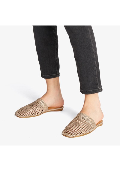 Tommy Hilfiger Crochet Metallic Leather Mule Kadın Kahverengi Terlikfw0fw08606