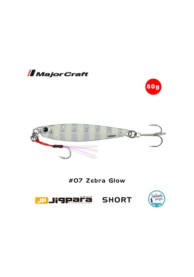 Major Craft Jigpara Short Jps-80gr 95mm 07 Zebra Glow