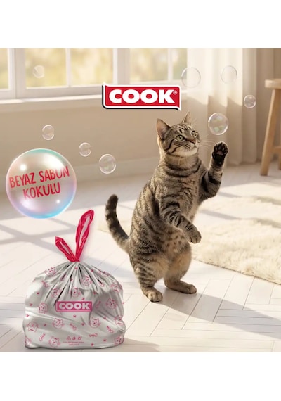 Cook Akıllı Kedi Tuvaleti 240 Adet 1koli/12paket/240adet Atık Torbası Çöp Poşeti X8779 X8623-x8624-x8620 İle Uyumludur