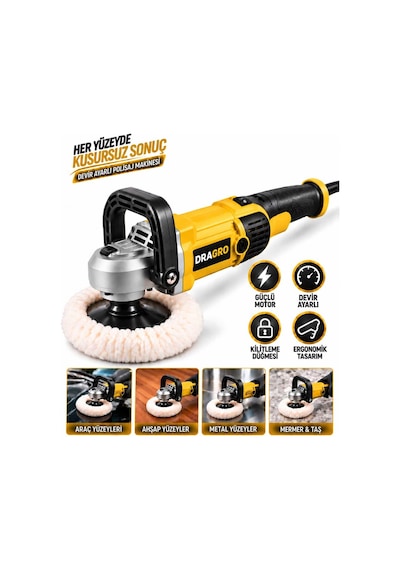 Dragro Drg-1300w + 180mm S Polisaj Makinası - Devir Ayarlı Dr-180