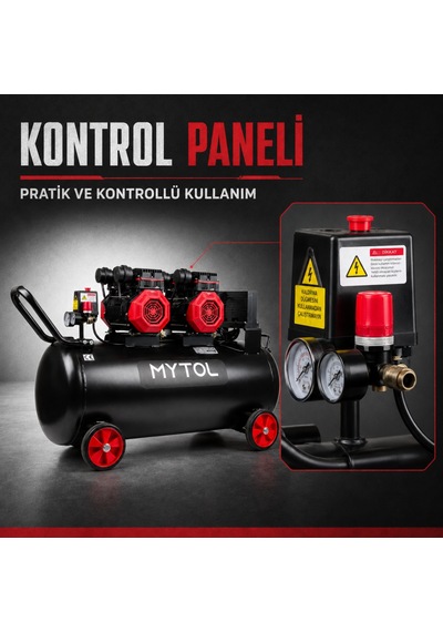 Mytol Myk1001 100 Litre 4 Hp Yağsız Yüksek Hızlı Hava Kompresörü 8 Bar