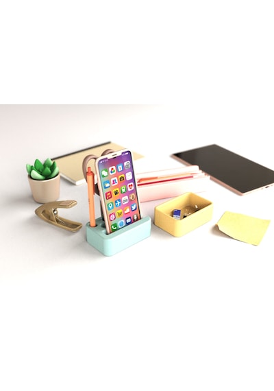 Idy Arc - Desk Organizer Mıknatıslı Çok Bölmeli Masaüstü Düzenleyici Ve Telefon Standı Çok Renkli