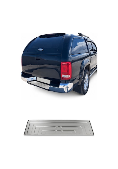 Vw Amarok I 2010-2020 Uyumlu Krom Arka Tampon Eşiği Paslanmaz Çelik Taşlı Mat