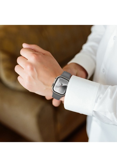 Watch 40mm Amazingthing Titan Swift Deri Dokulu Silikon Kordon Gri