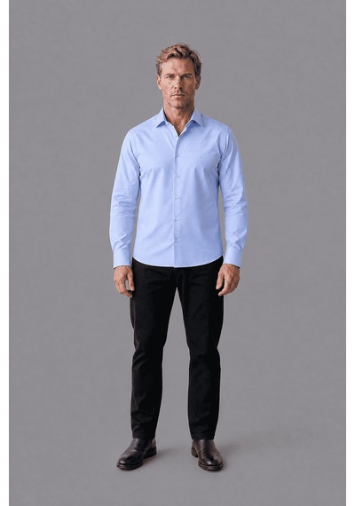 Bisse Mavi Regular Fit Cepsiz Klasik Uzun Yaka Gömlek Gmkls252180 D35