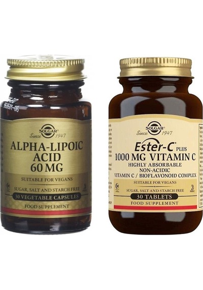 Solgar Alpha Lipoic Acid 60 Mg 30 Tablet+solgar Ester-c Plus 1000 Mg 30 Tablet