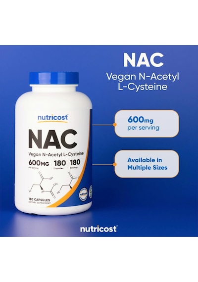 Nutricost N-acetyl L-cysteine N.a.c 600mg, 180 Capsules.abd...