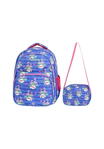 Waddell Mavi Flamingo Okul Çantası ve Beslenme Çantası Seti - Kız