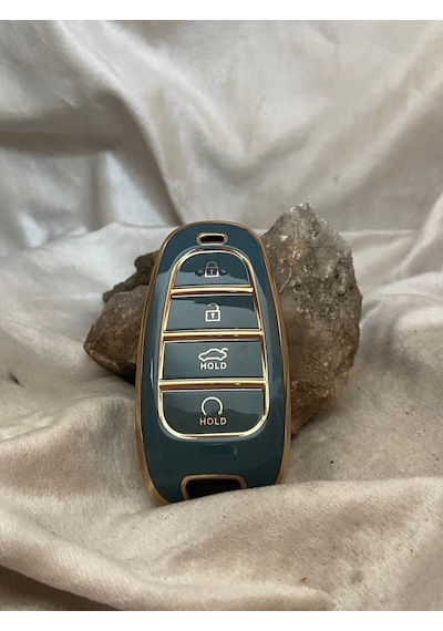 Gma Keys Lüx Hyundai 2021-22 Yeni Tucson Santa Fe Nano Anahtar Kılıfı Gri Gold Altın Renk