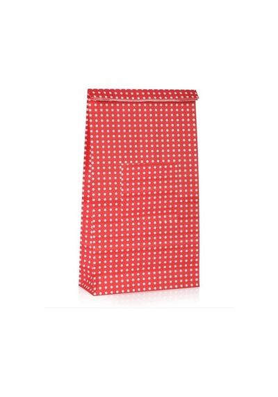 Kırmızı Puantiyeli Hediye Paketi Kese Kağıdı 25x15x6 Cm 10 Adet