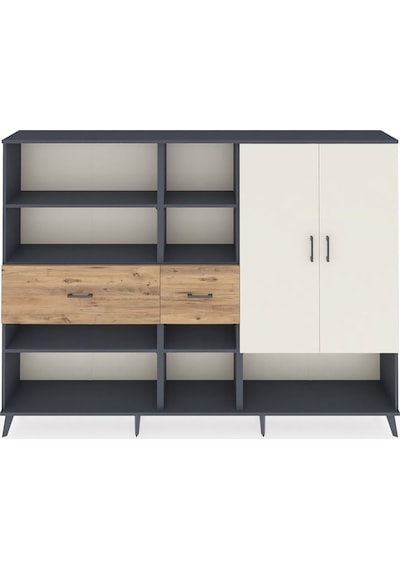 Arges Dolap 10 Raflı 2 Çekmeceli 2 Kapaklı 220x30x163 Antrasit-ay Antrasit-aytaşı/çam Arges Dolap 10 Raflı 2 Çekmeceli 2 Kapaklı 220x30x163 Antrasit-ay Antrasit-aytaşı/çam