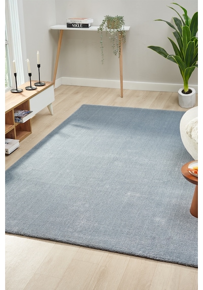 Mariesse Home Puffy Düz Renk Peluş Kalın Dokuma Kesme Yolluk Makina Dokuma Halısı 4500-mavi