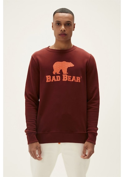 Bad Bear Logo Crewneck Erkek Sweatshirt-25278 Bordo