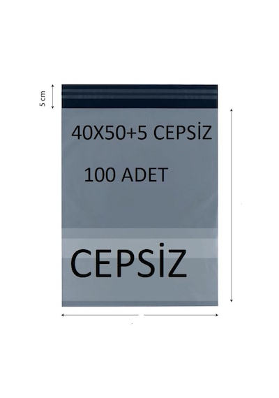 40x50+5 100 Adet Cepsiz Kargo Poşeti Cac Plastik