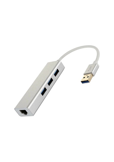 Alüminyum Type-a Usb 3.0 Hub Çoklayıcı + Rj45 Lan Ethernet Dönüştürücü Adaptör