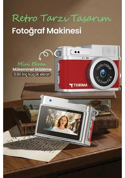 Premium Mini Dijital Kamera 1080p Cmr35 Kırmızı Vlog Video Çekim