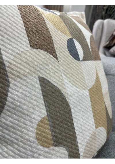 Nıvemeshome Geometrik Açık Kahve Desenli 45x45 Kırlent Kılıfı Açık Kahverengi