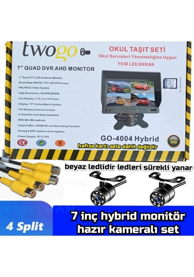 7'' Hybrid Dvr Monitör + 2 Adet Beyaz Ledli Kelebek Kamera 256 Gb