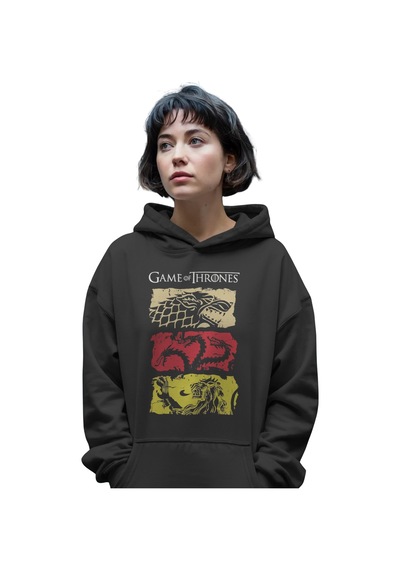 Sevbano Game Of Thrones Efsane Dizi Ön Baskılı Unisex Oversize Premium Ho Siyah