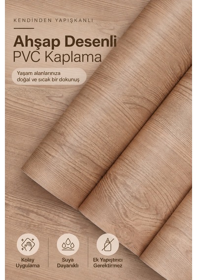 Deconitte Kendinden Yapışkanlı Doğal Meşe Ahşap Desenli Mobilya Dolap Masa Tezgah Dekoratif Kaplama 60x100cm