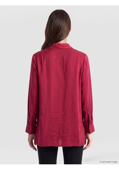 Lcw Everyday Bordo Modal Karışımlı Kadın Gömlek Tunik
