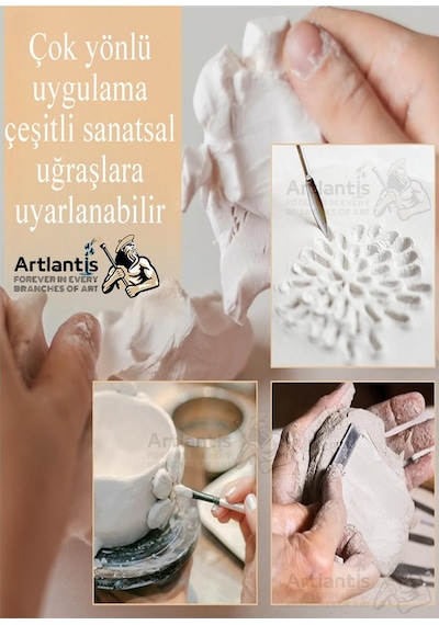 Beyaz Seramik Hamuru 2 Kg Seramik Başlangıç Seti Ebeşuar Modelleme Artdeco 6 Renk Akrilik Boya Fırça 75 Ml Heykel
