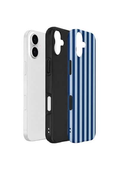 Apple iPhone Uyumlu 17 Vorian Çift Katmanlı Kılıf Navy Riviera Stripe
