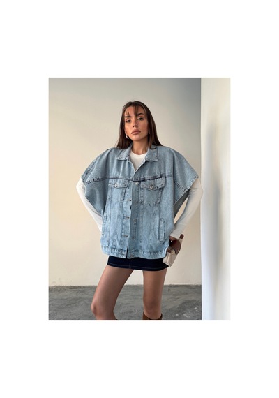 Blue Marlın Oversize Buz Kar Yelek/panço Buz Kar