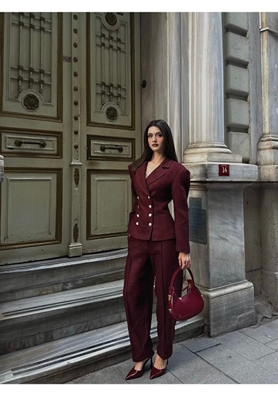 Tüvit Kumaş Takım Bordo