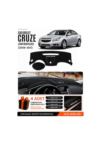 Chevrolet Cruze J300 Makyajsız 2008-2011 Uyumlu Torpido Örtüsü, Torpido Kılıfı - Siyah-gri - Ch006