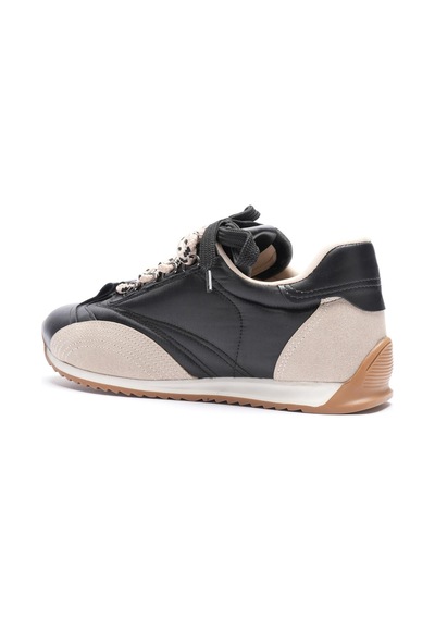 Mubiano Kadın Deri Sneaker Paraşüt Detaylı Siyah-bej Lurea Siyah/bej