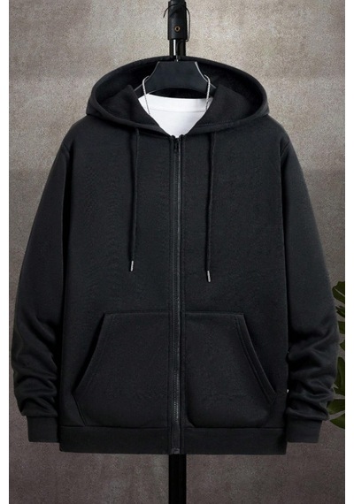 Cool Tarz Unisex Relax Fit Rahat Kesim Pamuklu İçi Polarlı Çift Cepli Fermuarlı Siyah Kapüşonlu Sweatshirt Siyah Siyah Cool Tarz Unisex Relax Fit Rahat Kesim Pamuklu İçi Polarlı Çift Cepli Fermuarlı Siyah Kapüşonlu Sweatshirt Siyah Siyah