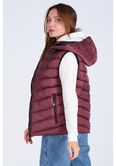 Dgn Everest Unısex Jel Dolgu Kapüşonlu Şişme Yelek Bordo