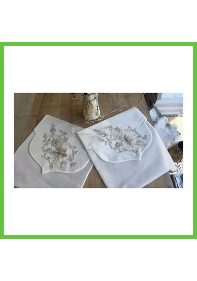 Bezos Fransız Güpürlü Zarf Bohça Nişan Söz Saten Bohça Lüks 3 Boyutlu Çeyizlik Bohça 50x50 Cm 1 Adet Dmc