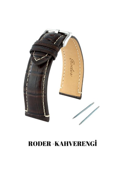 R4137w Roder Deri Kayış - Kahverengi-beyaz - 20mm Şeffaf