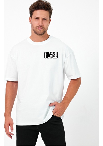 Urbantrendstore Classy Unisex Sade Basic Yazlık Beyaz Tshirt Oversize Fit Rahat Geniş Salaş T-shirt Günlük Tişört