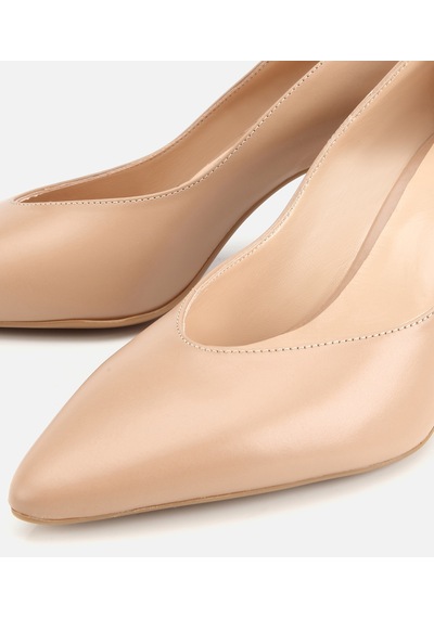 Hotiç Kadın Deri Bej Kısa Topuklu Stiletto