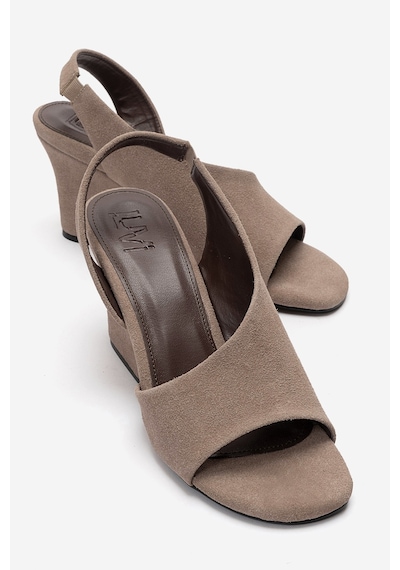 Luvishoes Zyra Vizon Süet Kadın Dolgu Topuklu Ayakkabı