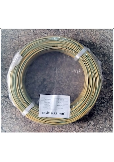 0.75Mm Cca Sarı Yeşil Nyaf Elektrik Kablosu Top 100 Metre