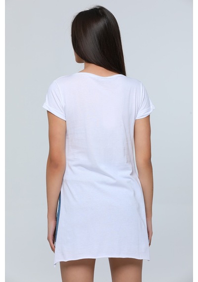 Winmoda34 Yırtmaçlı Tshirt Beyaz