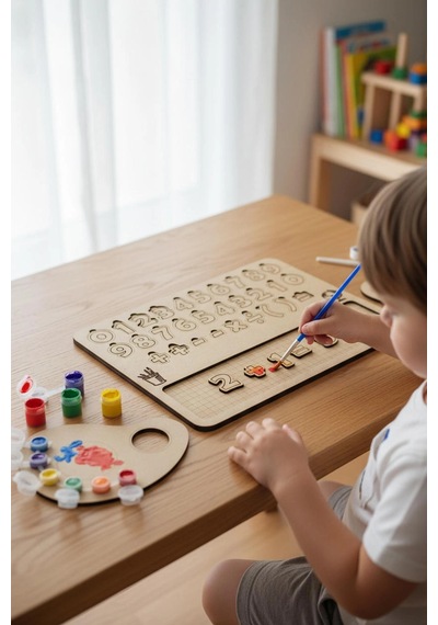 Ahşap Boyanabilir Sayılar Ve Matematik - Kendin Yap Dıy Etkinlik Seti
