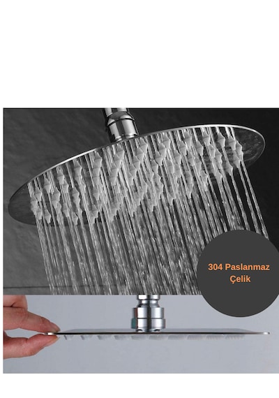 Faumix Yu120 Krom Yuvarlak Paslanmaz Çelik Tepe Duş Başlığı Krom