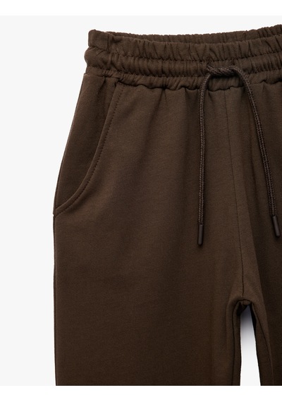 Koton Pamuklu Beli Lastikli Şardonlu Jogger Basic Eşofman Altı Kahverengi 7wkb40010tk Kahve