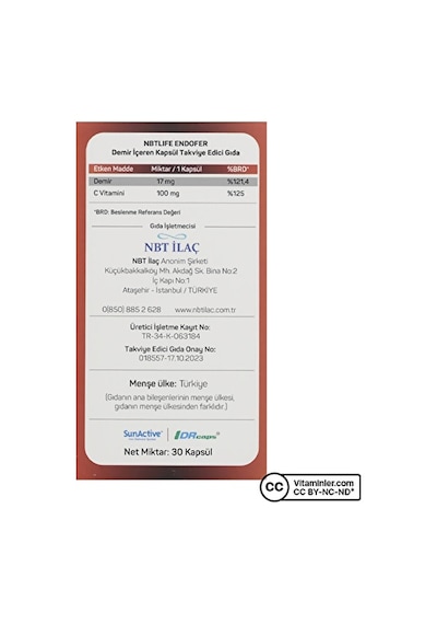 Nbt Life Endorfer Demir 30 Kapsül