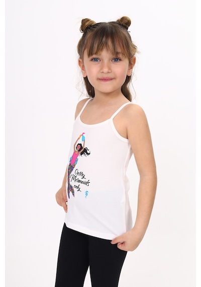 Toontoy Kids Toontoy Kız Çocuk Deniz Kızı Baskılı Pul İşlemeli Atlet Ekru