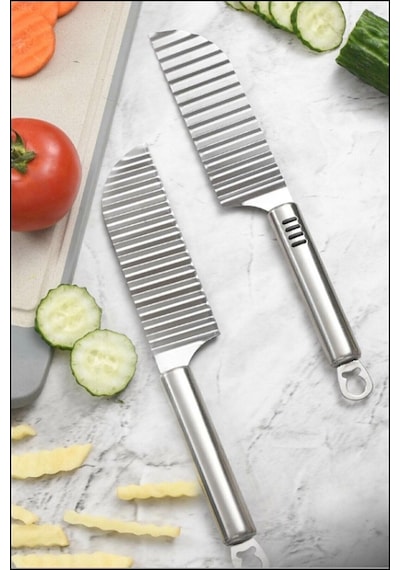 Tırtıklı Patates Kesme Bıçağı + Bas Çek Mikser - 2li Set Xy123 Çelik Diğer