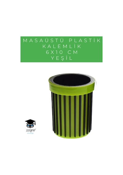 Masaüstü Plastik Kalemlik 6x10 Cm Renkli Yeşil